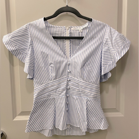 NWT Veronica Beard Stripe Peplum Top - Picture 3 of 9
